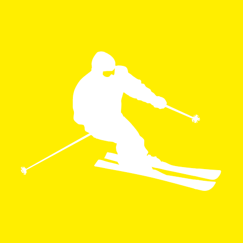 Żółty narciarz